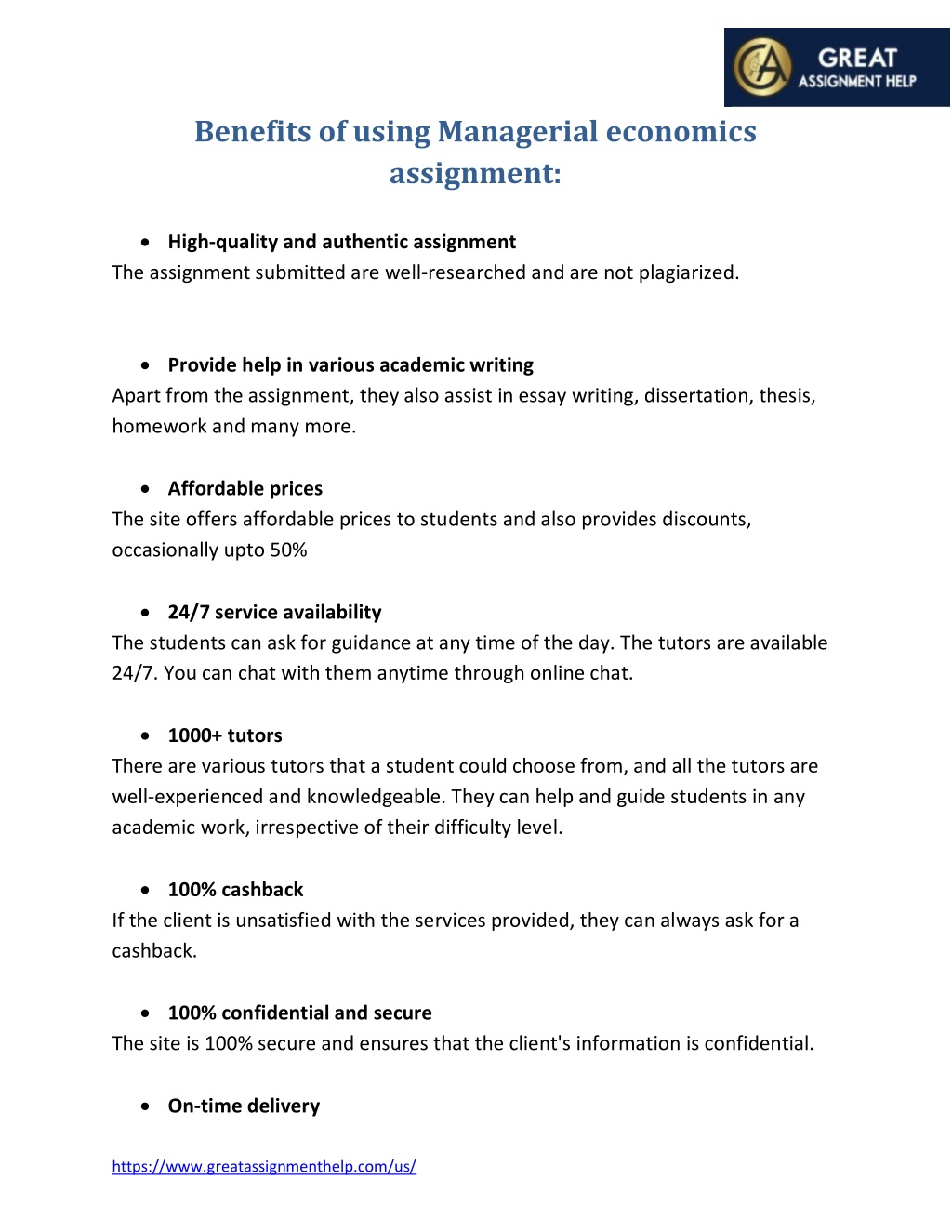 managerial economics assignments