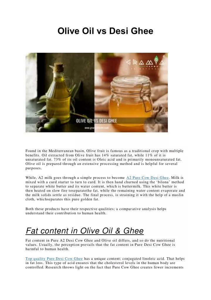 PPT Olive Oil vs Desi Ghee PowerPoint Presentation, free download