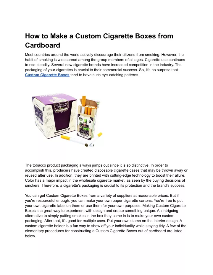 PPT How to Make a Custom Cigarette Boxes from Cardboard PowerPoint