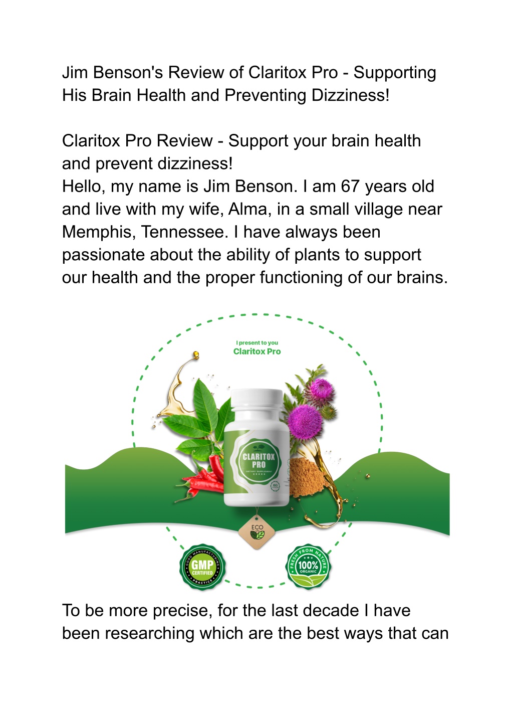 PPT - Jim Benson's Review of Claritox Pro - Supporting His Brain Health ...