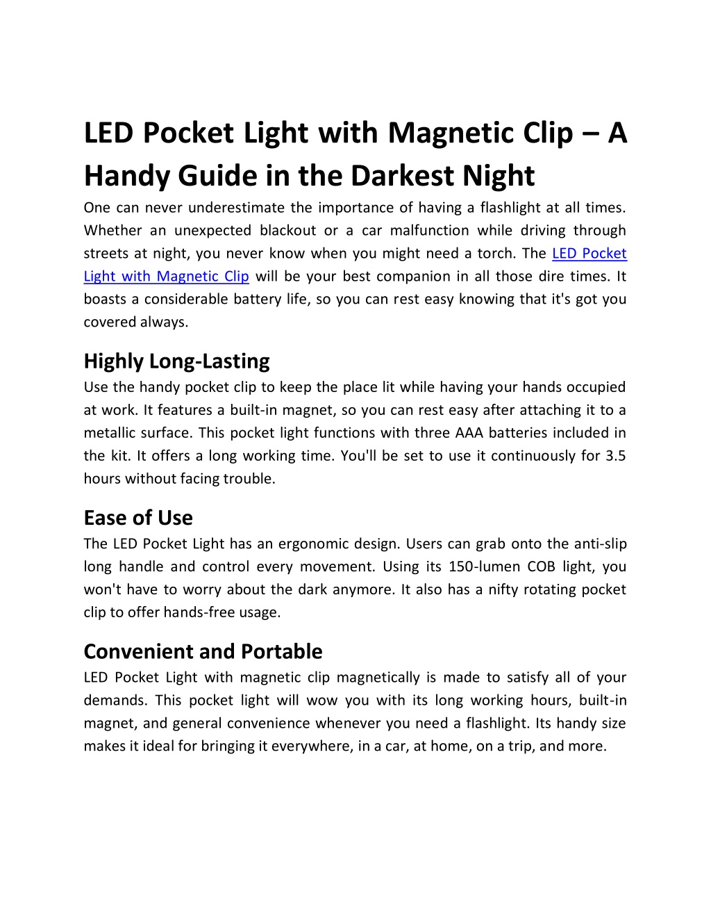 PPT - LED Pocket Light with Magnetic Clip PowerPoint Presentation, free  download - ID:11771860