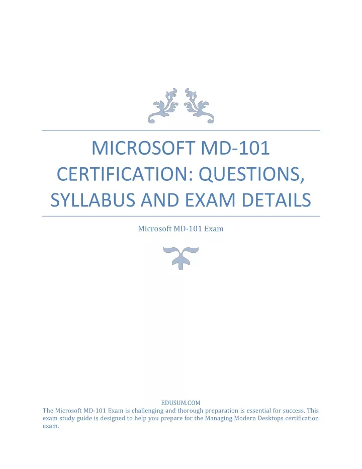 PPT - Microsoft MD-101 Certification: Questions, Syllabus and Exam 