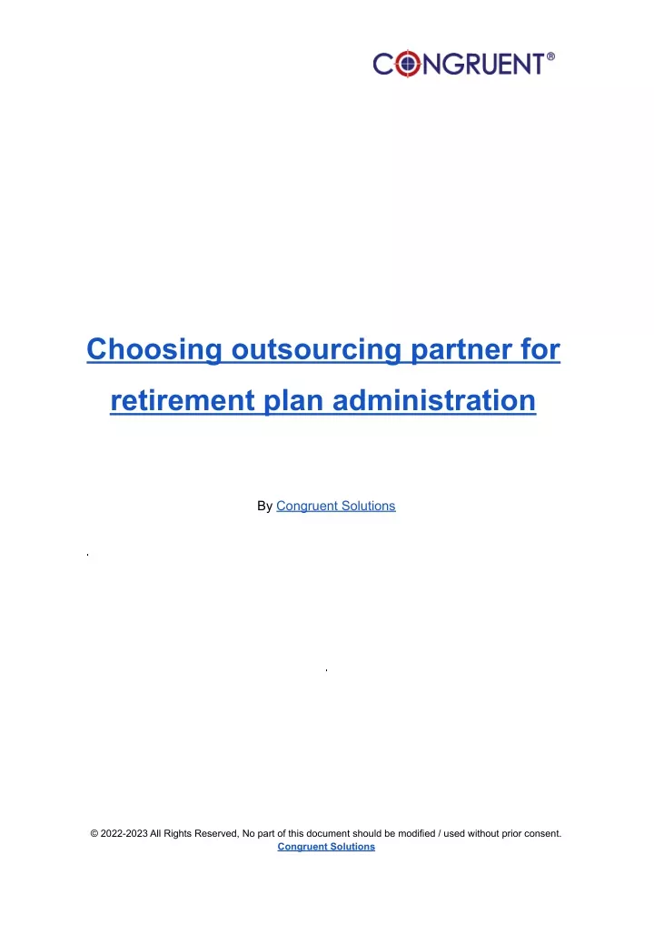PPT - Choosing Outsourcing Partner for Retirement Plan Administration ...