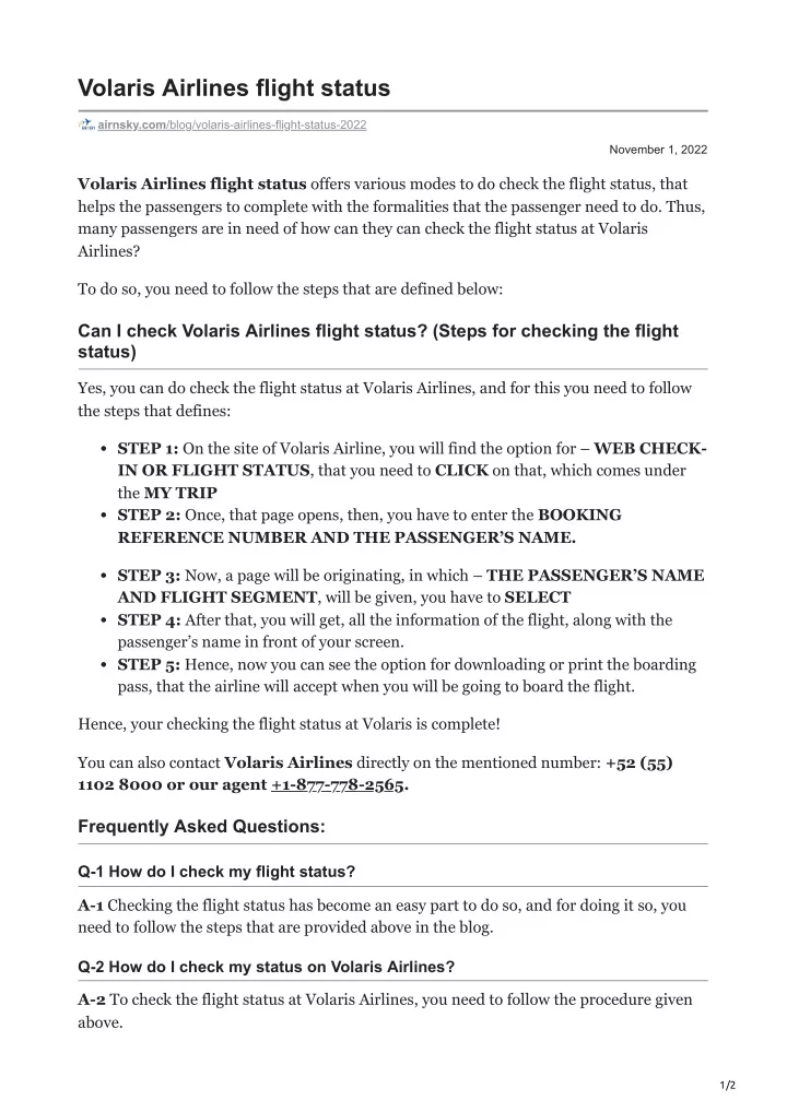 PPT Volaris Airlines flight status 2022 PowerPoint Presentation, free