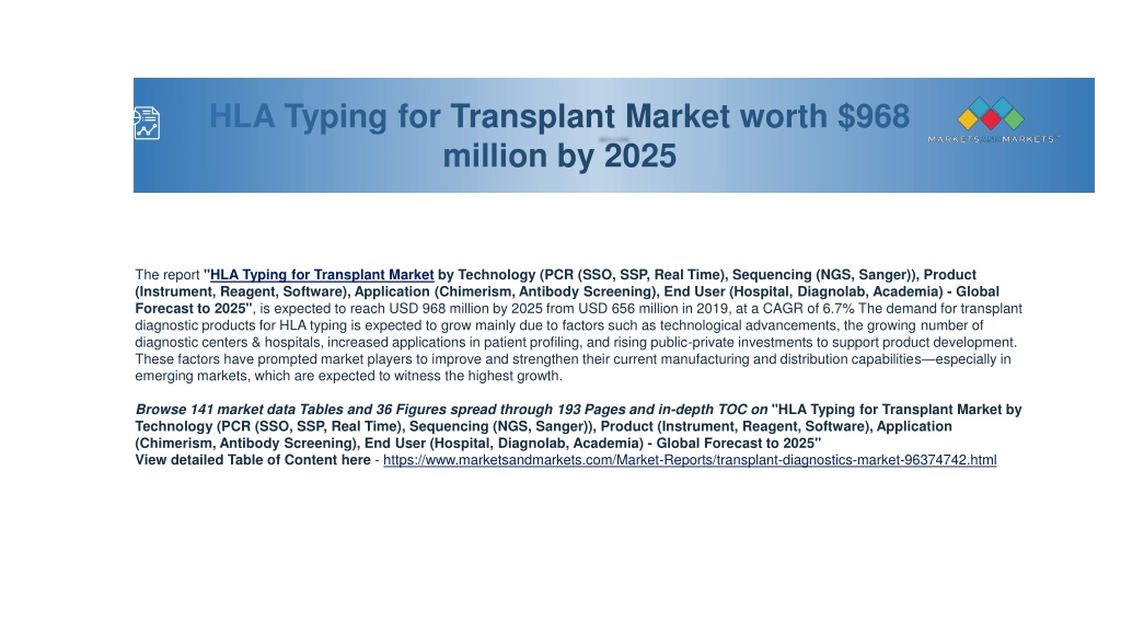 PPT HLA Typing Transplant Market Global Forecast to 2025 PowerPoint