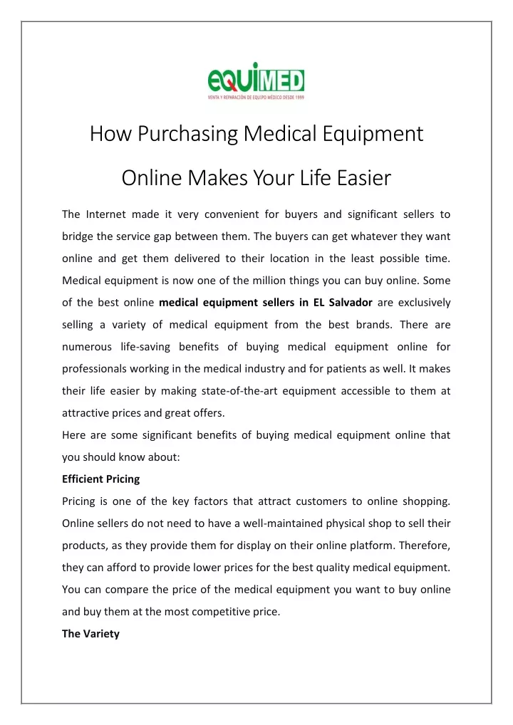 PPT How Purchasing Medical Equipment Online Makes Your Life Easier