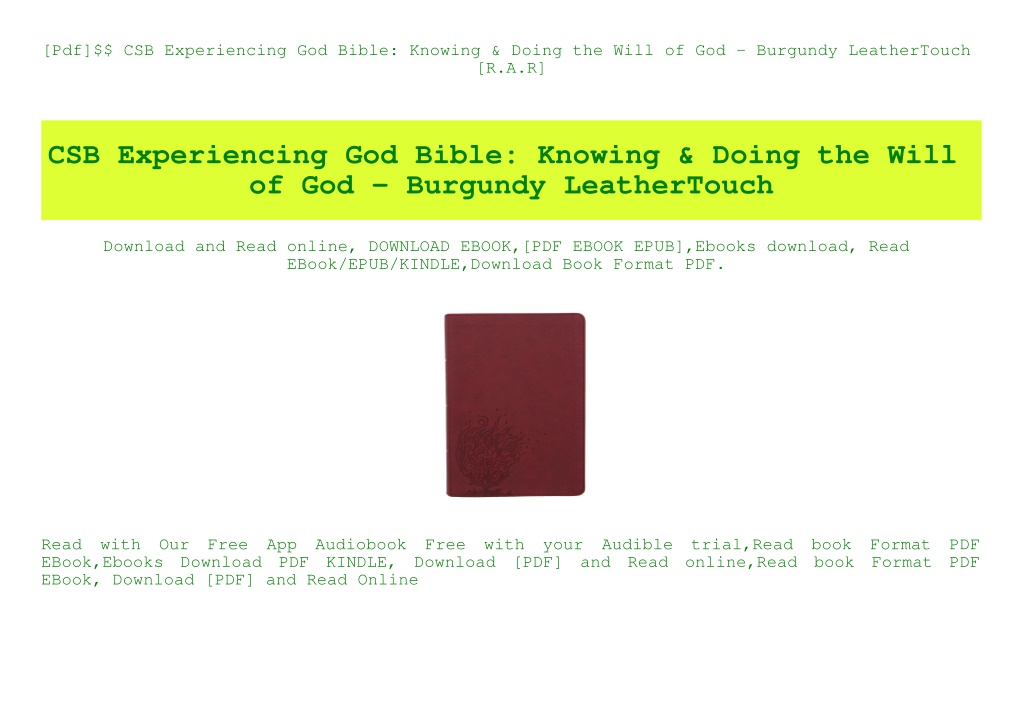 PPT - [Pdf]$$ CSB Experiencing God Bible Knowing & Doing the Will of ...