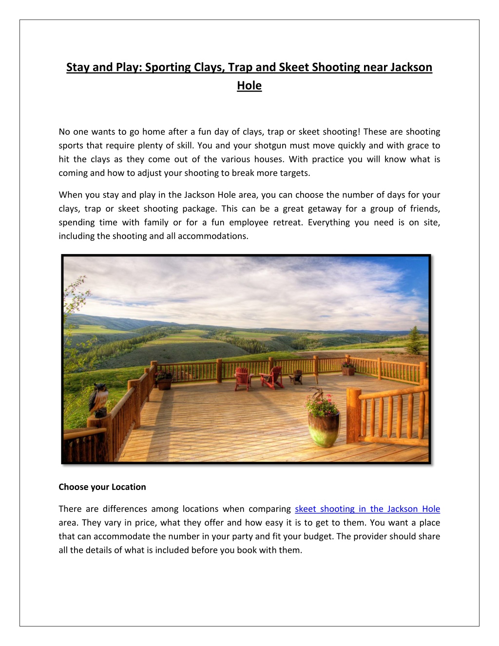 PPT Stay and Play Sporting Clays, Trap and Skeet Shooting near Jackson Hole PowerPoint