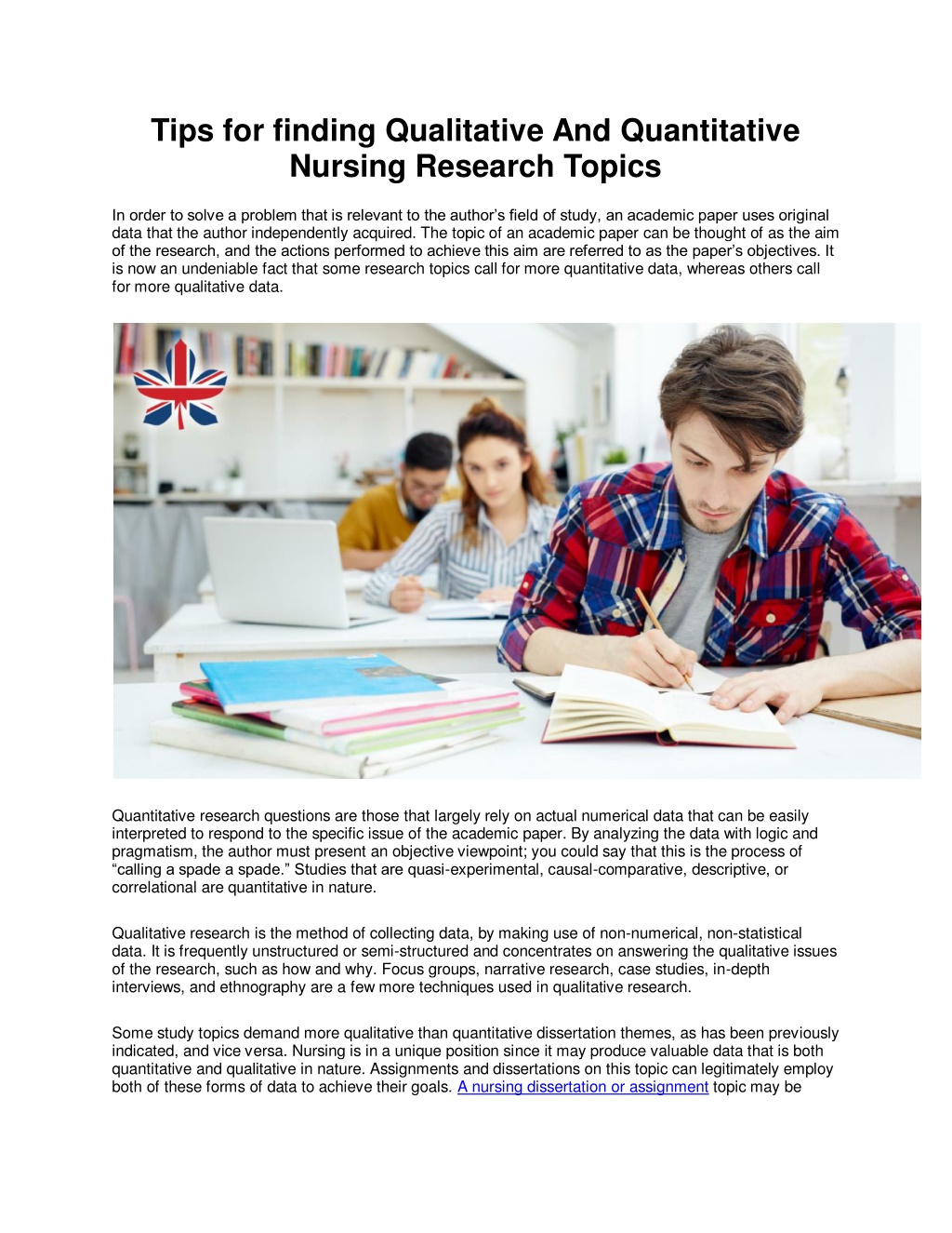 qualitative and quantitative nursing research topics