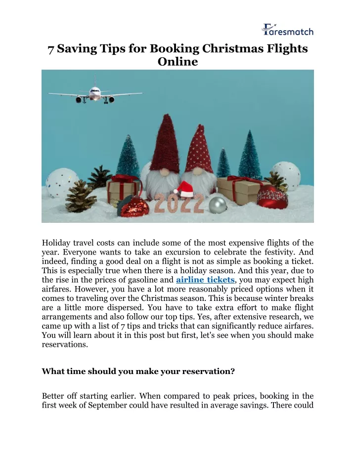 7 saving tips for booking christmas flights online n.