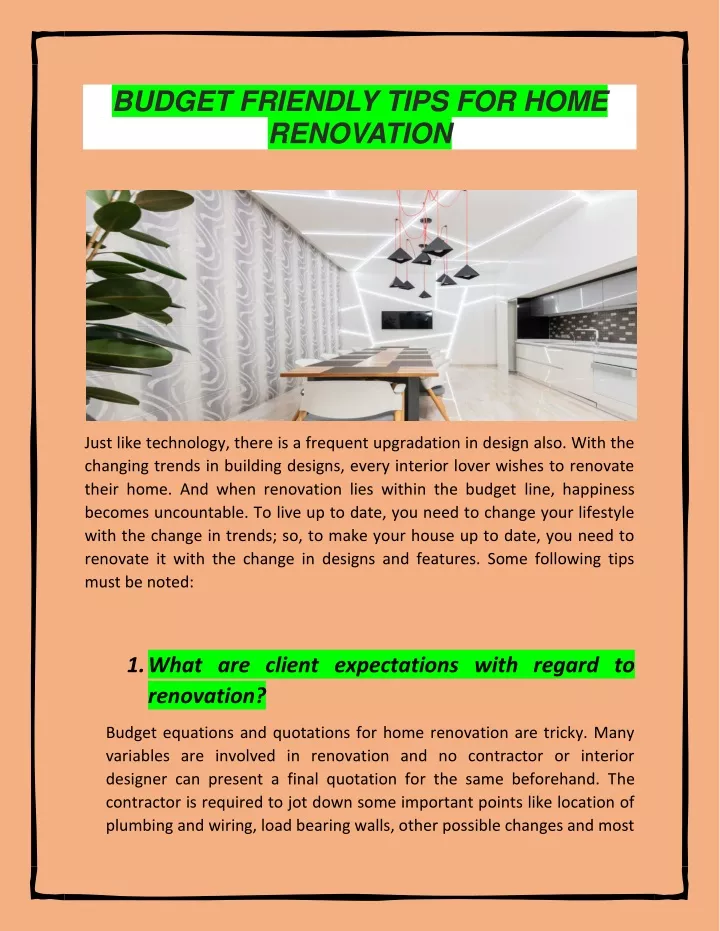 PPT - Budget Friendly Tips For Home Renovation PowerPoint Presentation ...