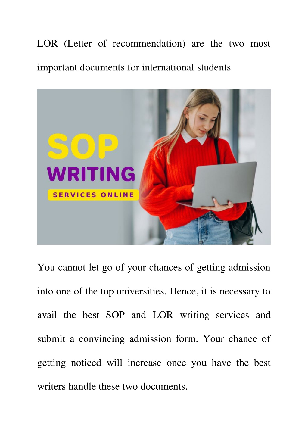 best lor writing services in india