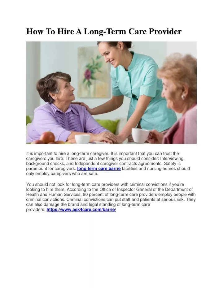 What Is Long Term Care Provider