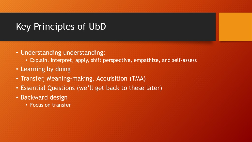 PPT - Understanding By Design (UbD) Essential Questions - Derek ...