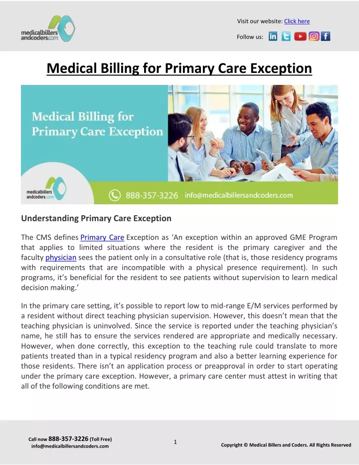 PPT Medical Billing for Primary Care Exception PowerPoint