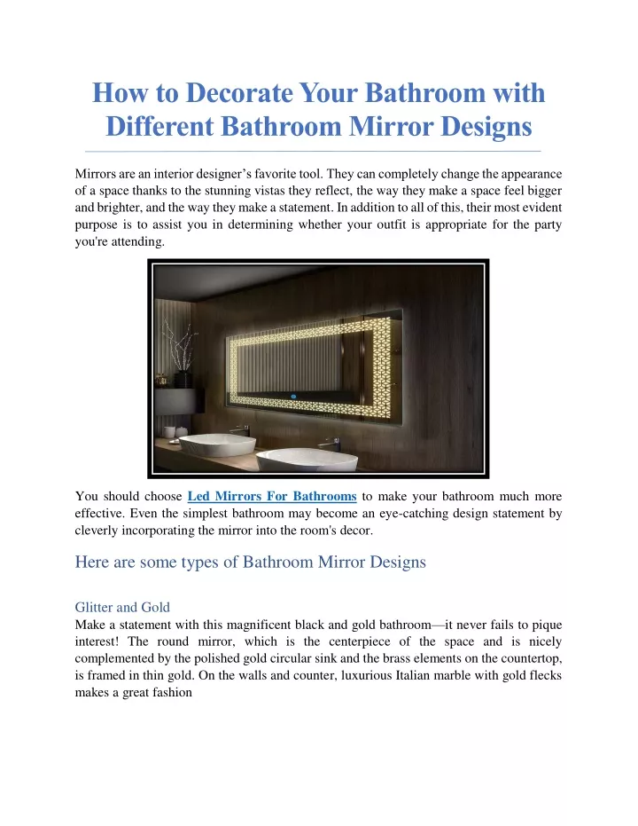 PPT How To Decorate Your Bathroom With Different Bathroom Mirror   How To Decorate Your Bathroom With Different N 