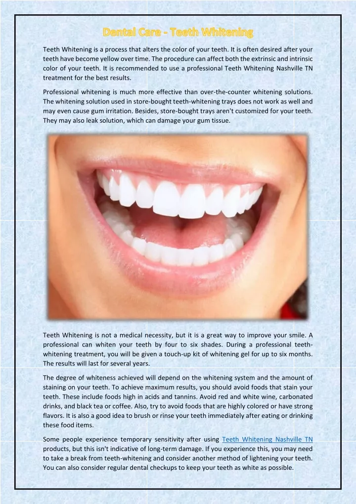 PPT - Dental Care - Teeth Whitening PowerPoint Presentation, free ...