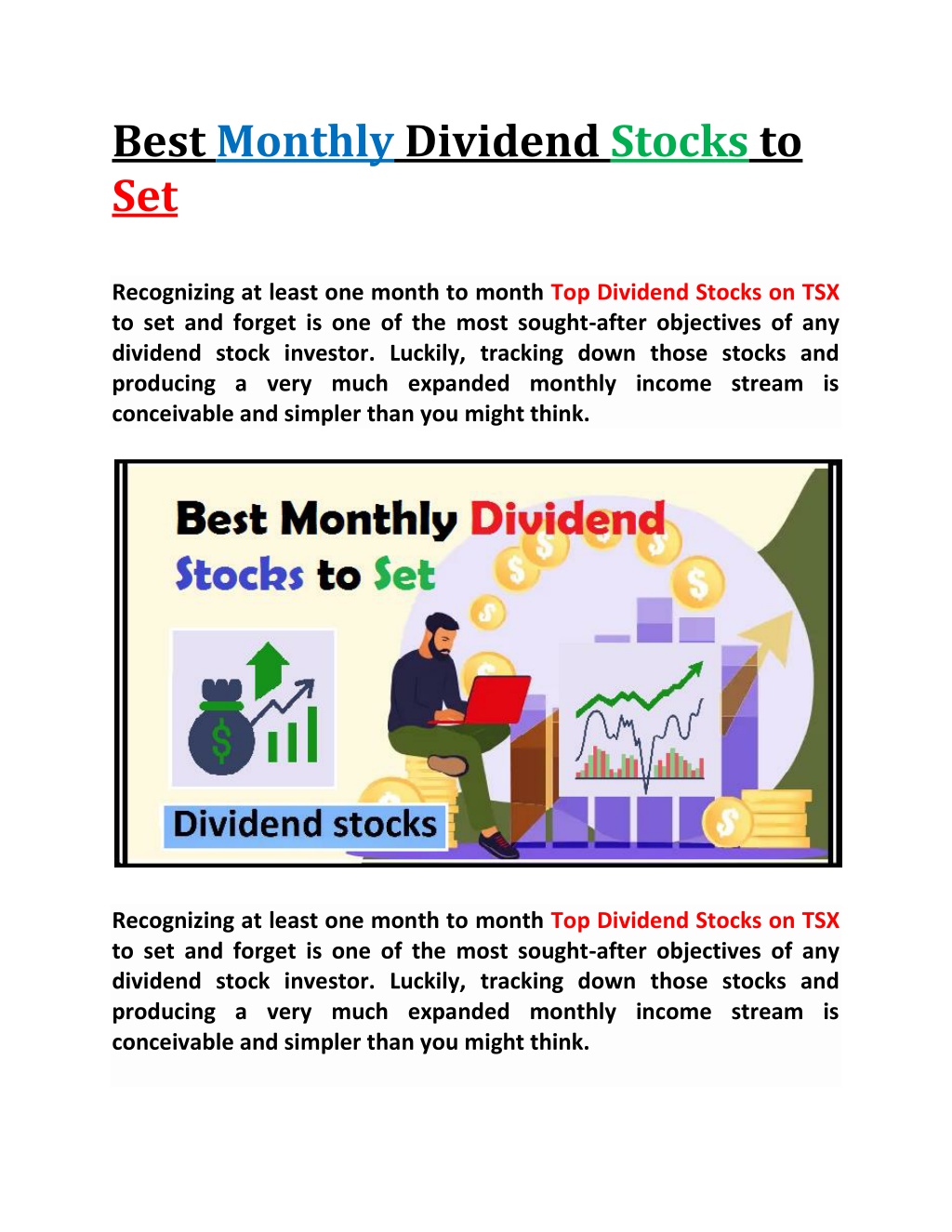 PPT Best Monthly Dividend Stocks to Set PowerPoint Presentation, free