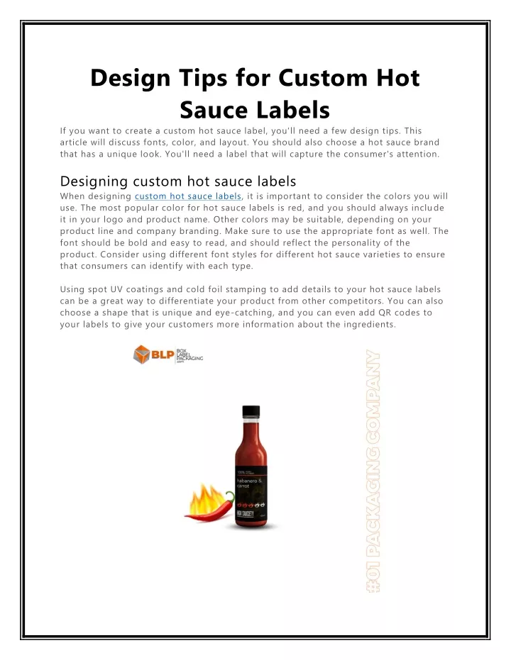 PPT Design Tips for Custom Hot Sauce Labels PowerPoint Presentation