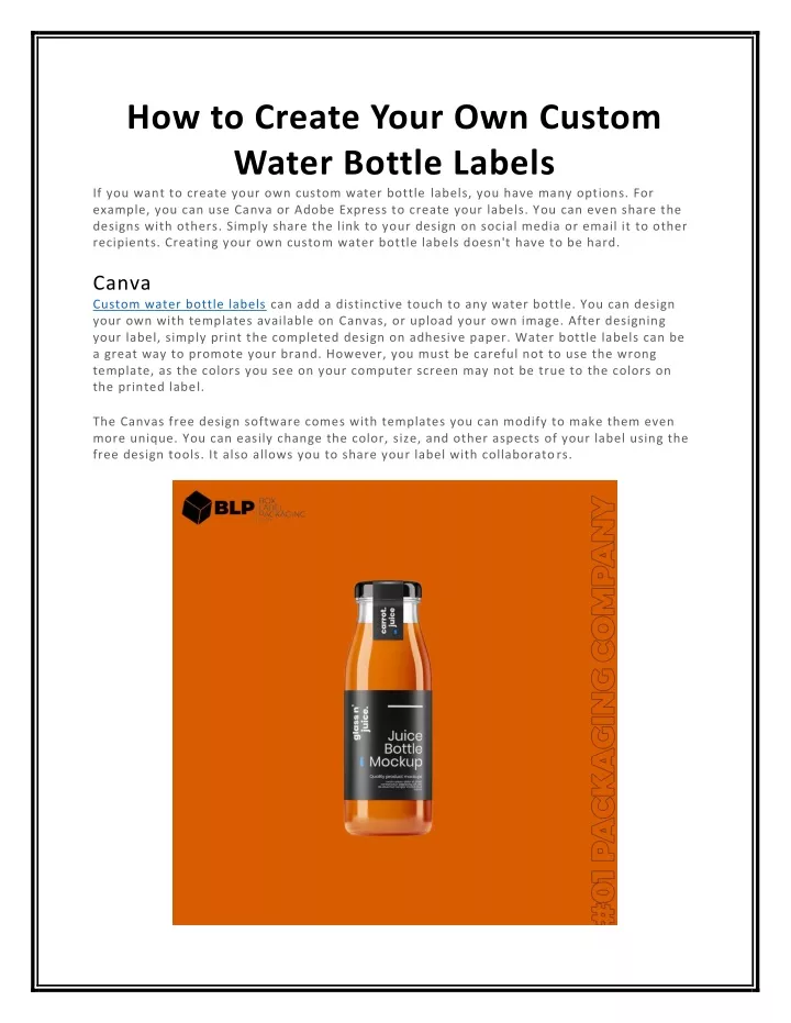 How Do You Make Custom Water Bottle Labels