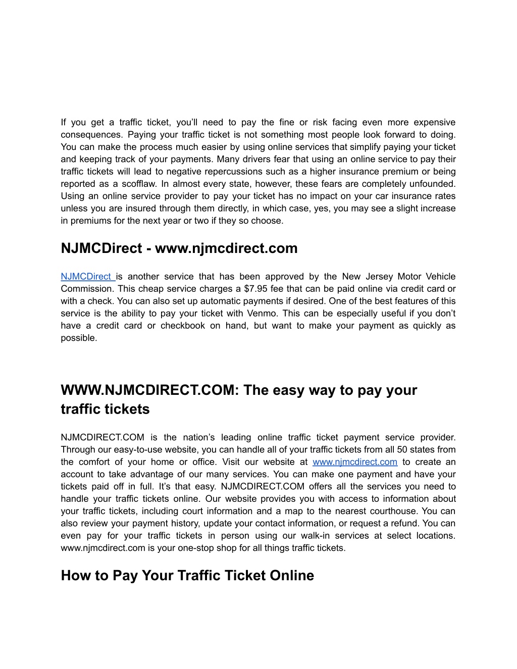 Comparison of ⁢NJMCdirect and Alternative Payment Methods