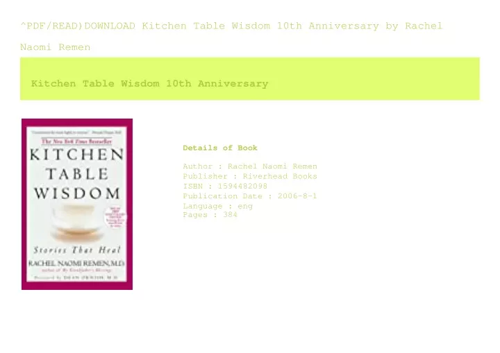 kitchen table wisdom pdf download