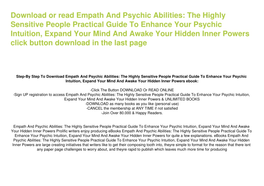 Ppt [get] Pdf Empath And Psychic Abilities The Highly Sensitive