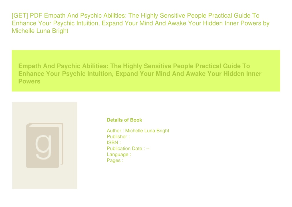 Ppt [get] Pdf Empath And Psychic Abilities The Highly Sensitive