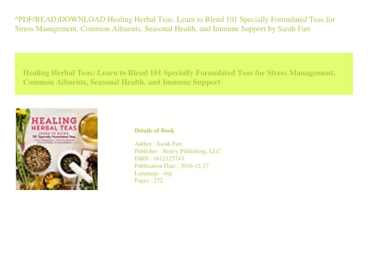 PPT ^PDF/READ)DOWNLOAD Healing Herbal Teas Learn to Blend 101