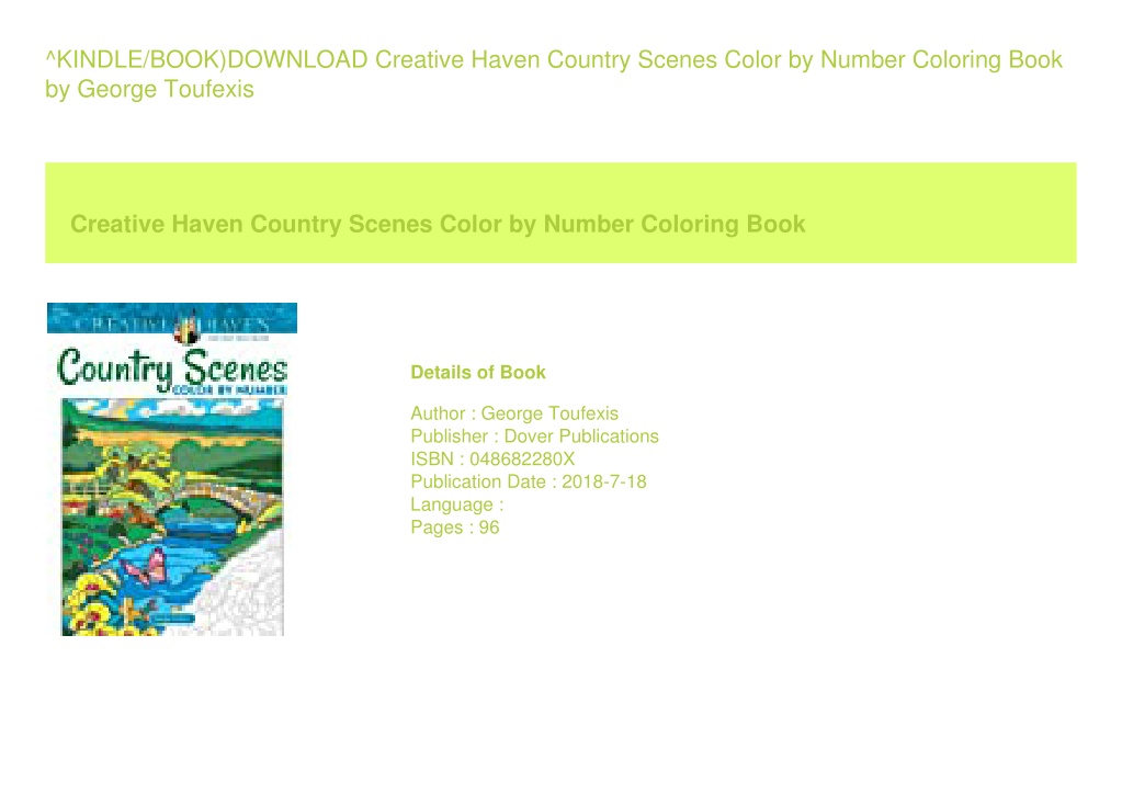 PPT ^KINDLE/BOOK)DOWNLOAD Creative Haven Country Scenes Color by