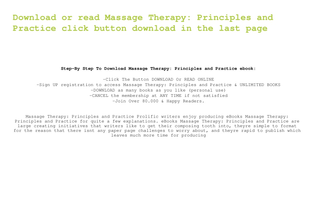 Ppt Pdfdownload Massage Therapy Principles And Practice By Susan G Salvo Powerpoint