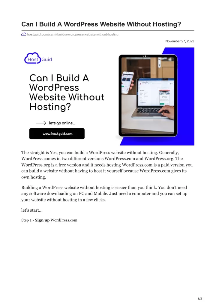 PPT Can I Build A WordPress Website Without Hosting PowerPoint 