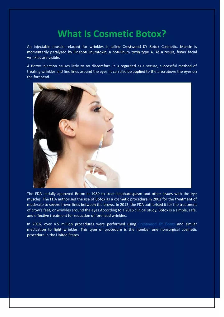 Ppt What Is Cosmetic Botox Powerpoint Presentation Free Download Id11780071 8092