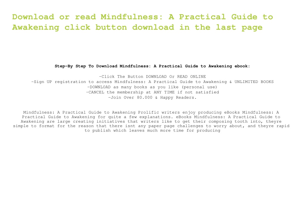 PPT - Best [PDF] Mindfulness A Practical Guide to Awakening by Joseph ...