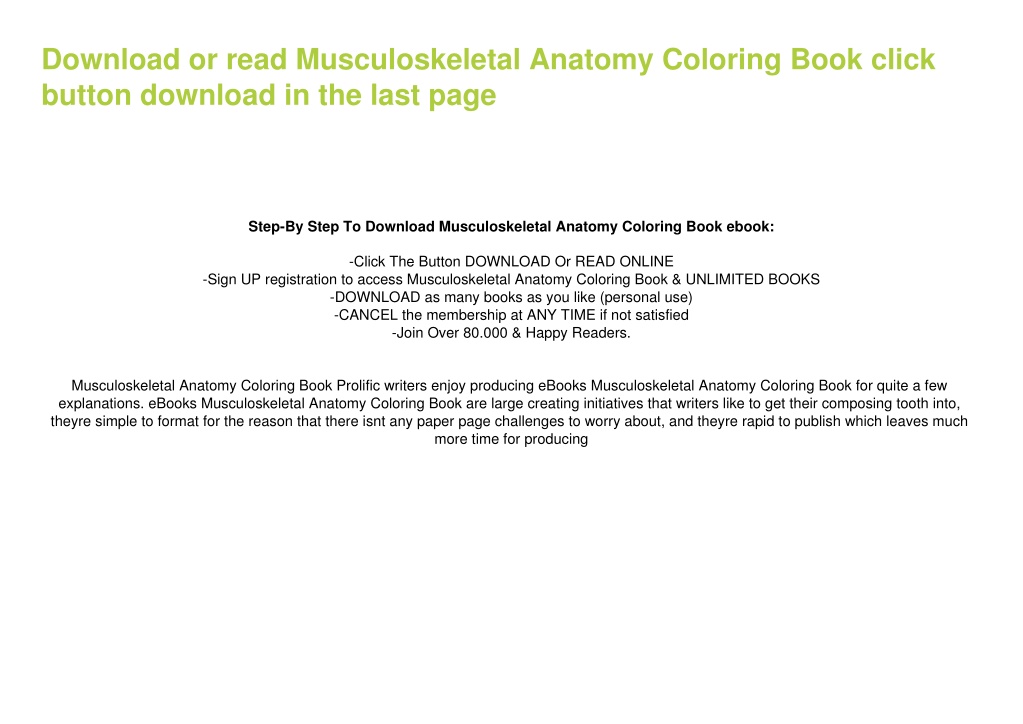 PPT [PDF] Musculoskeletal Anatomy Coloring Book by Joseph E