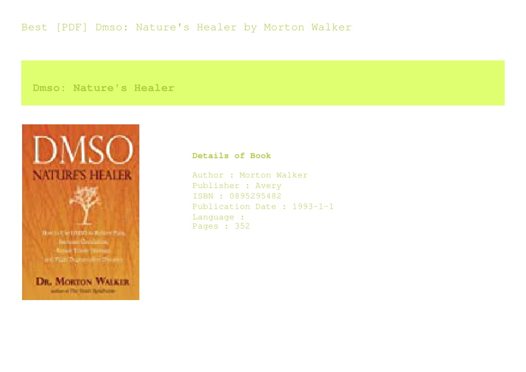 dmso natures healer pdf free download