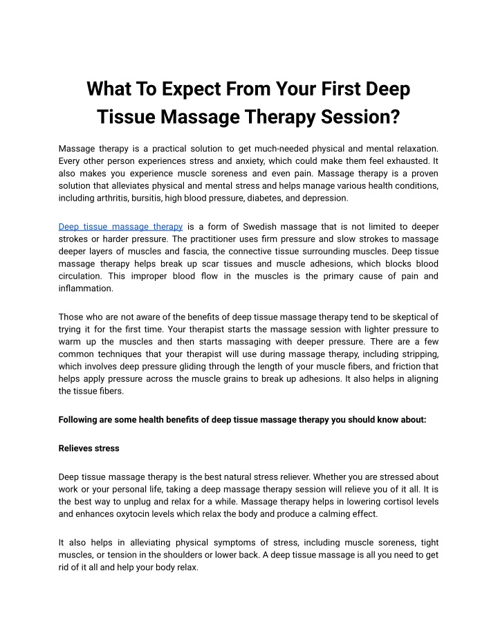 Ppt What To Expect From Your First Deep Tissue Massage Therapy