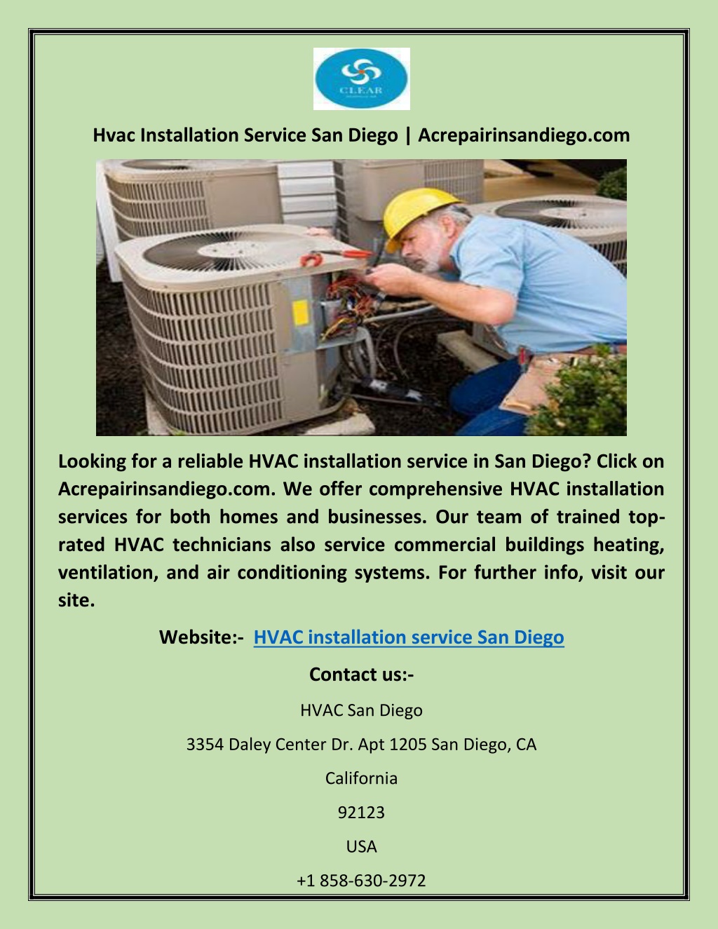 PPT Hvac Installation Service San Diego