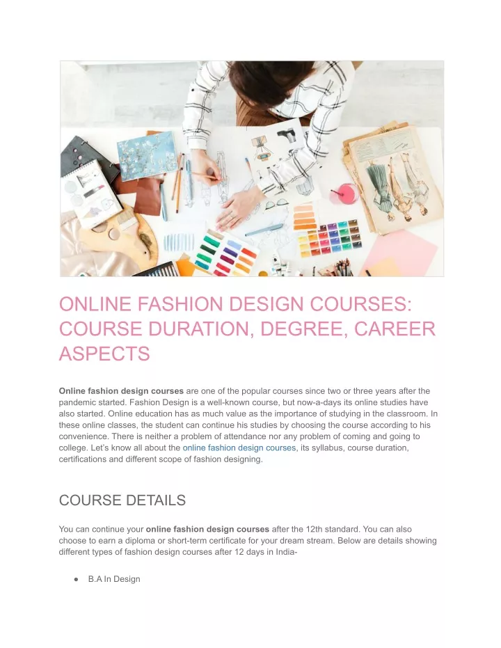 PPT ONLINE FASHION DESIGN COURSES_ COURSE DURATION, DEGREE, CAREER