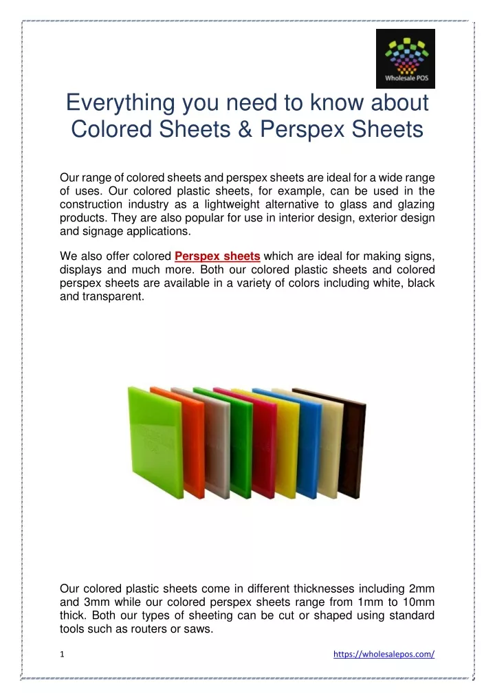 Ppt Everything You Need To Know About Colored Sheets And Perspex Sheets