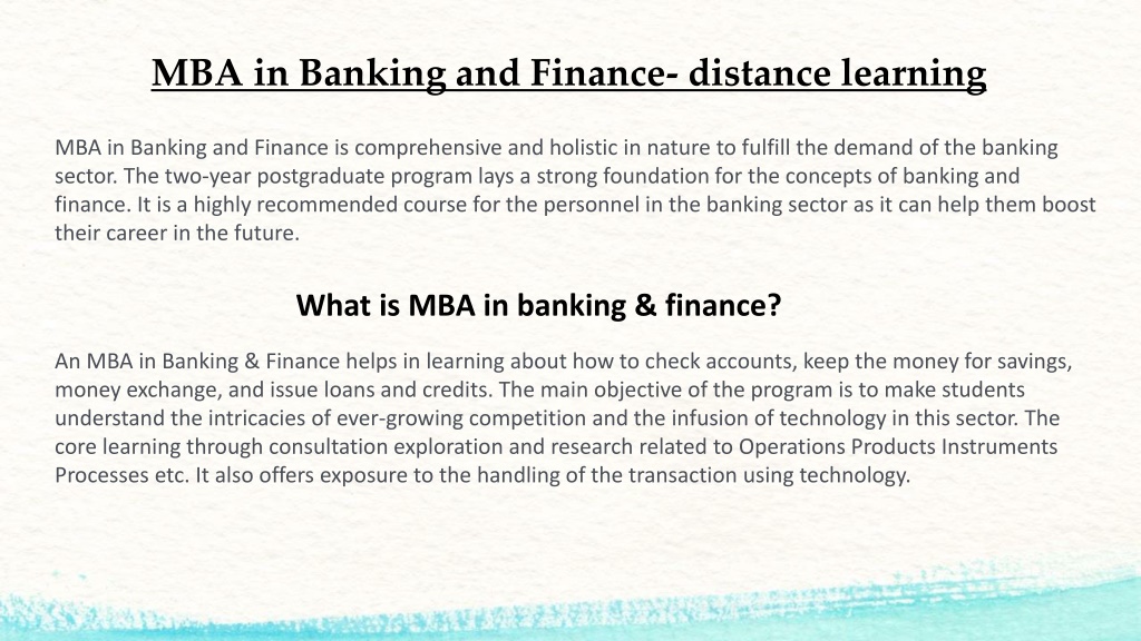 Ppt Mba In Banking And Finance Distance Learning Powerpoint Presentation Id11781437 3422