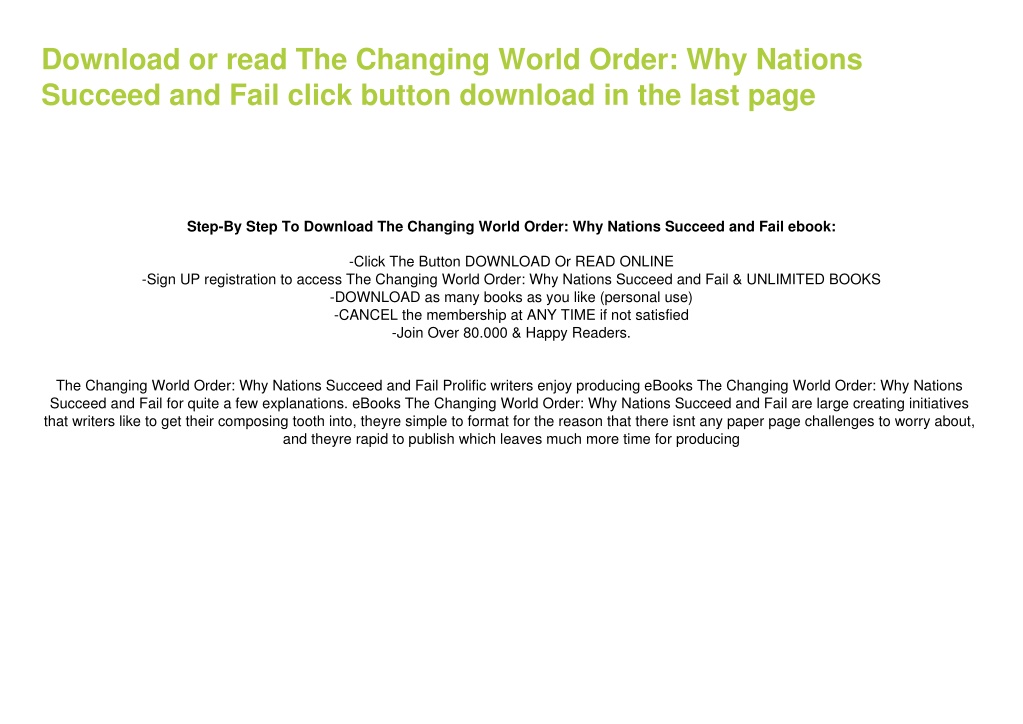 PPT - [PDF] free The Changing World Order Why Nations Succeed and Fail ...