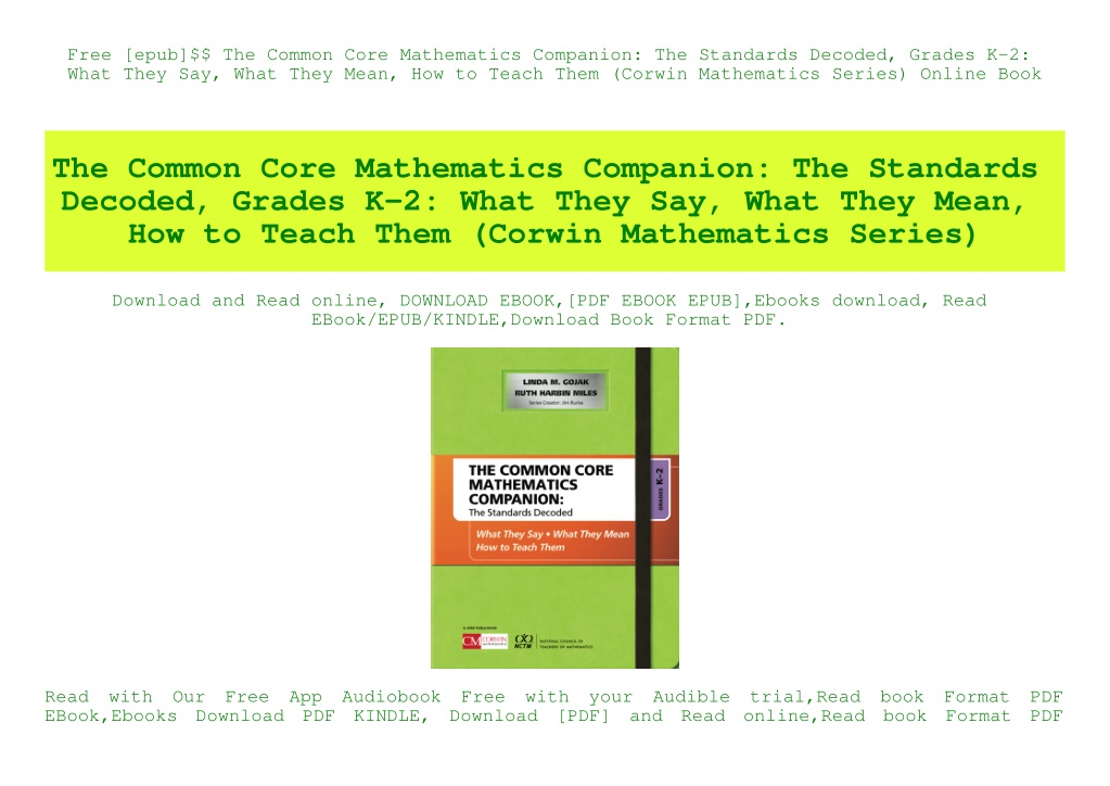 Ppt free epub the common core mathematics companion the standards