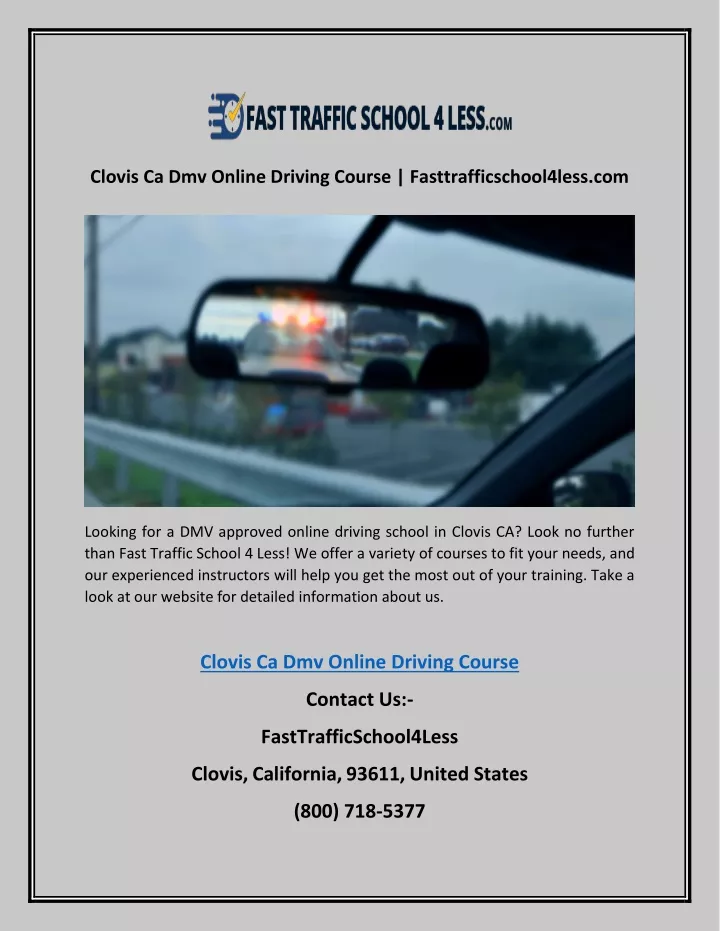 PPT Clovis Ca Dmv Online Driving Course