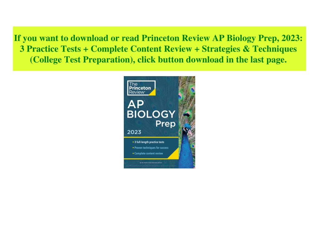 PPT (P.D.F. FILE) Princeton Review AP Biology Prep 2023 3 Practice