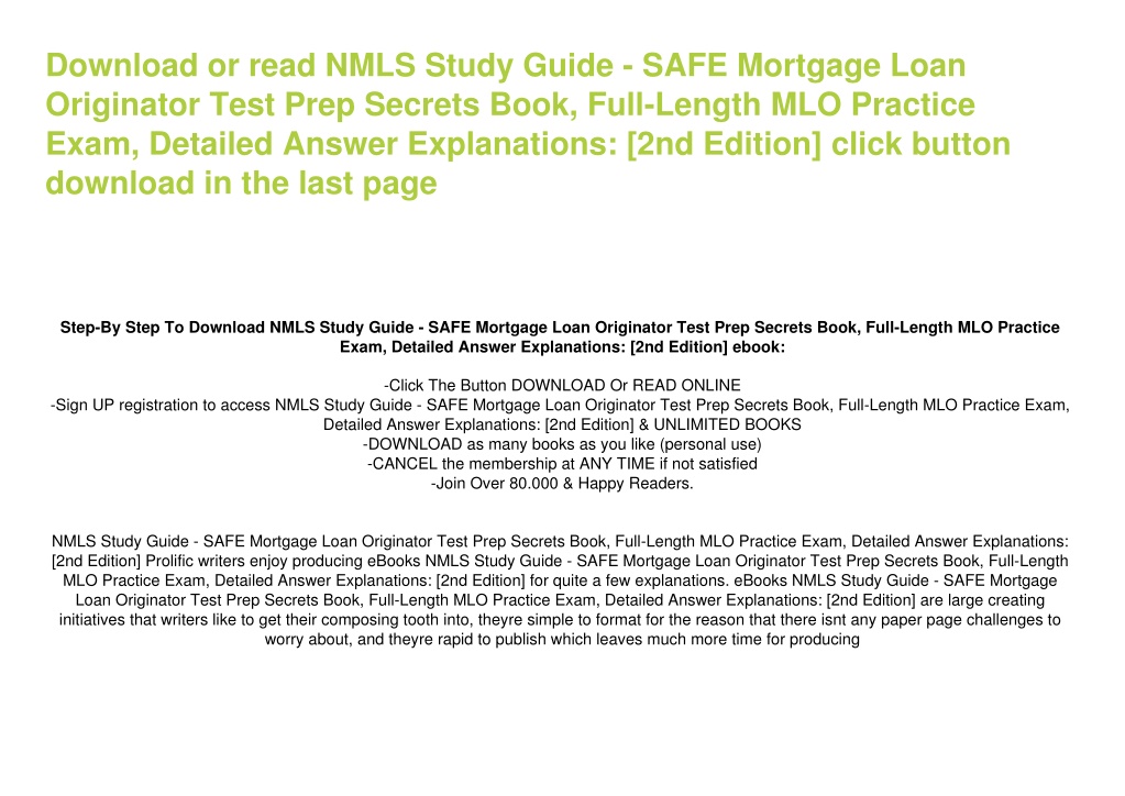 PPT [PDF] Download NMLS Study Guide SAFE Mortgage Loan Originator