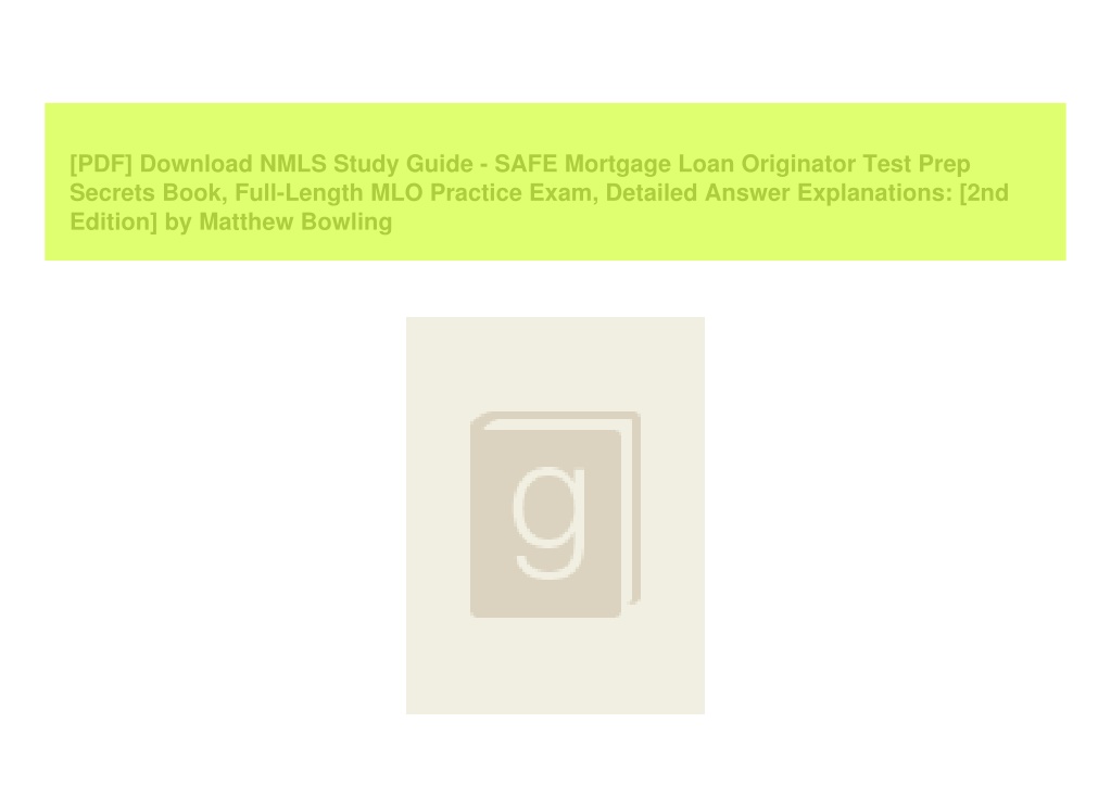 PPT [PDF] Download NMLS Study Guide SAFE Mortgage Loan Originator