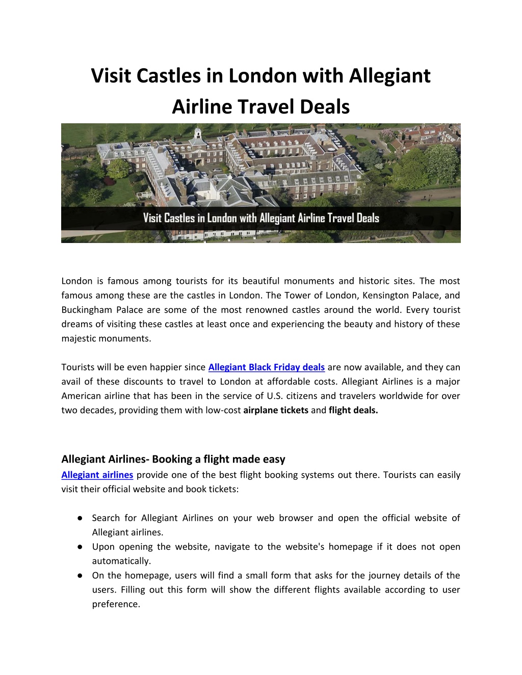 PPT Visit Castles in London with allegiant airline travel deals