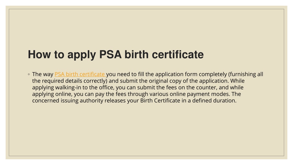 Ppt How To Apply Psa Birth Certificate Powerpoint Presentation Free Download Id11785019