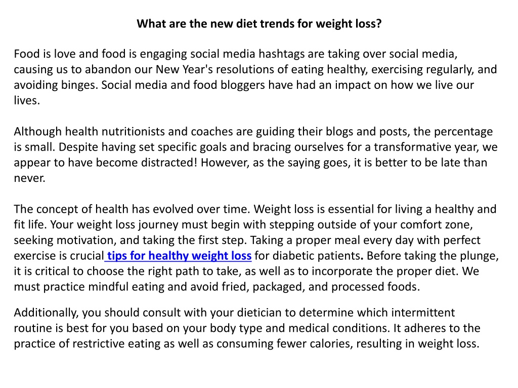 PPT What are the new diet trends for weight loss? PowerPoint